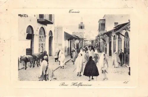 Tunesien Tunis 1909 Rue Halfouine Traditionelle Kostüme Esel Vintage Postkarte
