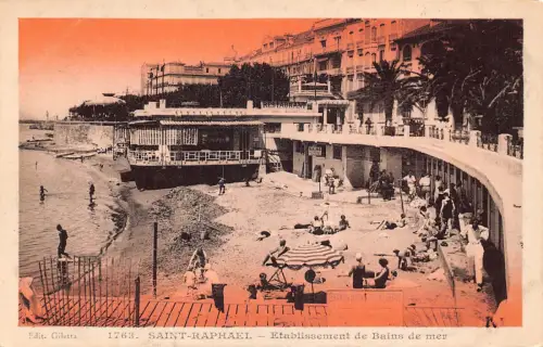 Frankreich Saint Raphael Etablissement de Bains de Mer Strand Restaurant Postkarte
