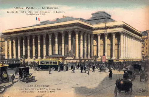 Frankreich Paris La Bourse Tauschbus Waggons Oldtimer Postkarte