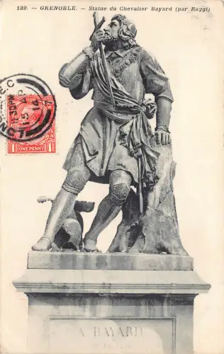 Frankreich 1914 Grenoble Statue du Chevalier Bayard Schwert Vintage Postkarte