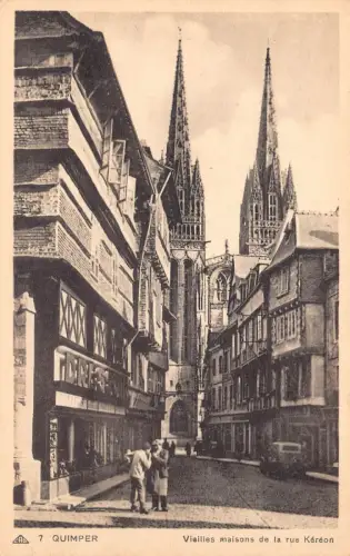 Frankreich Quimper Vieilles Maisons de la Rue Kereon Straße Vintage Postkarte