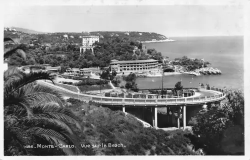 Monaco Monte-Carlo Blick auf den Strand Vintage Postkarte