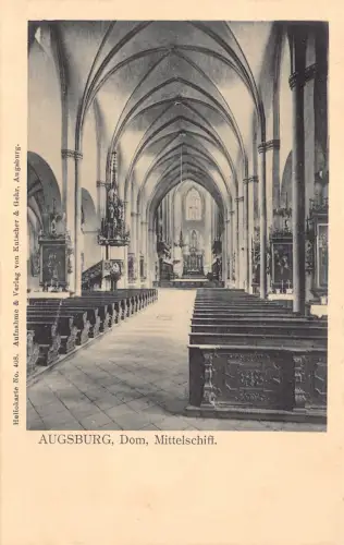 Deutschland Augsburg Dom Mittelschiff Kirche Innenraum Vintage Postkarte