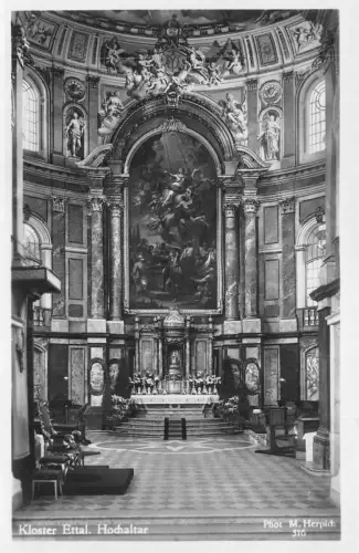 Deutschland Koster Ettal Kreuzgang Kloster Hochaltar RPPC Vintage Postkarte