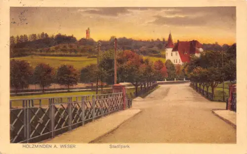 Deutschland 1926 Holzminden ein Weser State Park Vintage Postkarte