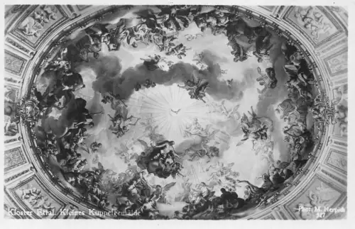 Deutschland Kloster Ettal Kreuzgang Kuppelgemaelde Fresko RPPC Vintage Postkarte