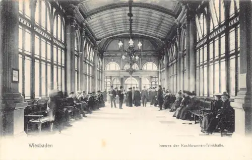 Deutschland Wiesbaden Inneres der Kochbrunnentrinkhalle Innenraum Vintage Postkarte