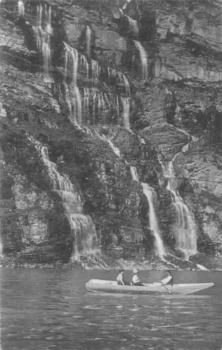 Schweiz Traen Weißen Wilden Frau Oeschinensee Wasserfall Boot Postkarte