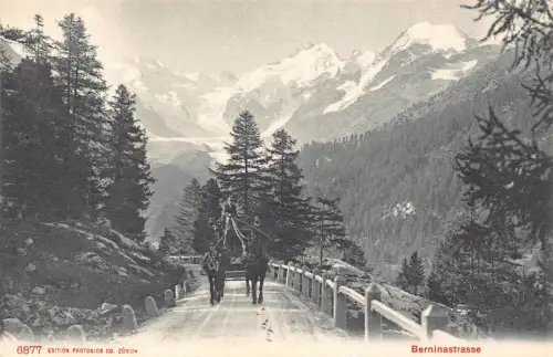 Schweiz Berninastraße Straße Berg Vintage Postkarte