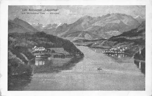 Österreich Cafe Restaurant Laggerhof Millstätter See Kärnten See Vintage Postkarte