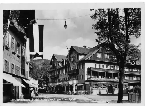 Deutschland Oberammergau Hotel Wittelsbach am Hauptplatz RPPC Vintage Postkarte