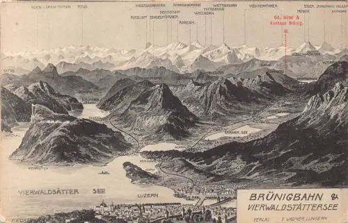 Schweiz Bruenigbahn Vierwaldstaettersee Karte Hotel Kurhaus Bruenig Postkarte