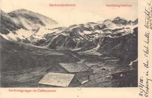 Schweiz 1905 Sardonagruppe Calfeusentalhütte Huette Vintage Postkarte