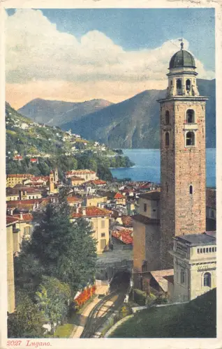Schweiz Lugano Turm Vintage Postkarte