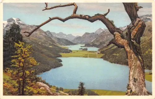 Schweiz Silvaplanersee und Silsersee Vintage Postkarte