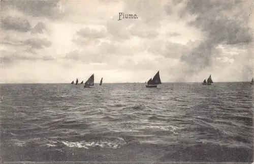 Kroatien Fiume Rijeka Meerblick Segelboote Vintage Postkarte