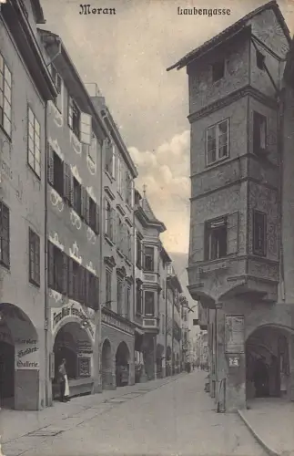 Italien Meran Meran Laubengasse Straße Vintage Postkarte