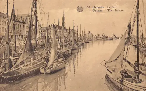 Belgien 1933 Ostende Ostende Hafen Boote Vintage Postkarte