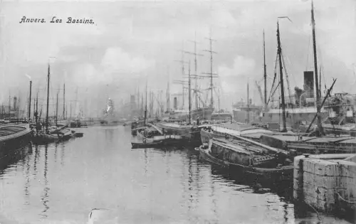 Belgien Anvers Antwerpen Hafen Boote Vintage Postkarte