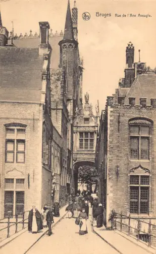 Belgien Brügge Rue de l'Ane Aveugle Straße Vintage Postkarte