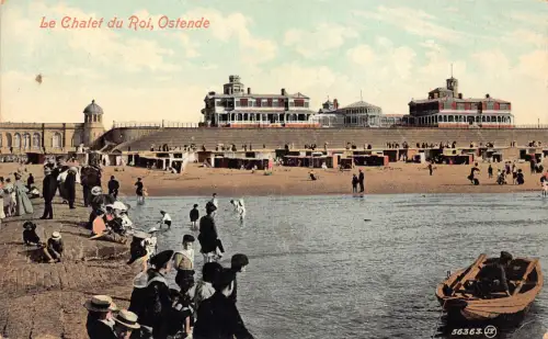 Belgien Ostende Le Chalet du Roi Boot Vintage Postkarte