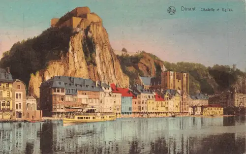 Belgien Dinant Citadelle et Eglise Vintage Postkarte