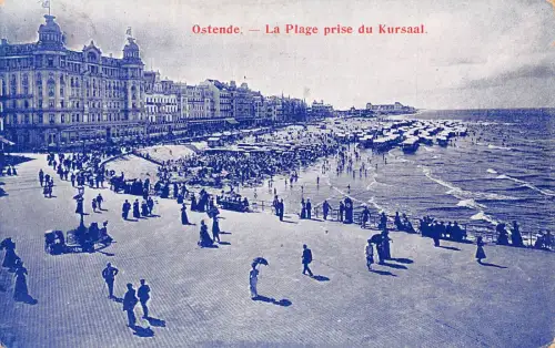 Belgien 1906 Ostende Plage prise du Kursaal Strand Meer Vintage Postkarte