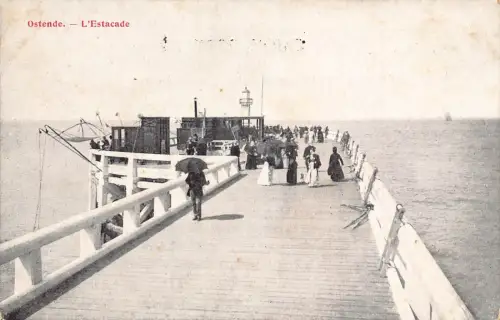 Belgien Ostende L'Estacade Pier Vintage Postkarte