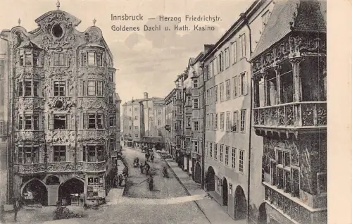 Österreich Innsbruck Goldenes Dachl Kath Casino Vintage Postkarte