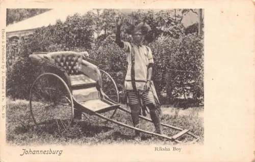 Südafrika Johannesburg Ricksha Boy Vintage Postkarte