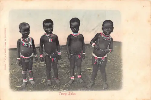 Südafrika Junge Zulus Kinder Einheimische Ethnische Vintage Postkarte