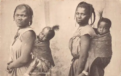 Südafrika Zulu Mütter tragen Babys ethnische Vintage Postkarte