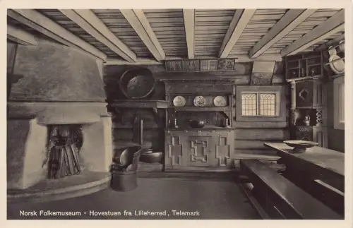 Norwegen Norsk Folkemuseum Hovestuen fra Lilleherred Telemark Museum Postkarte