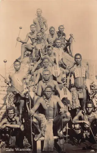 Südafrika Zulu Krieger ethnische RPPC Postkarte