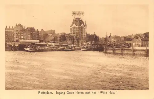 Niederlande Rotterdam Ingang Oude Haven met het Witte Huis Vintage Postkarte