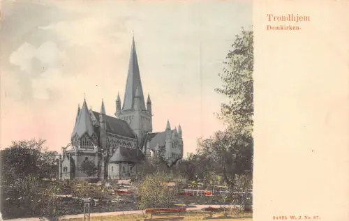 Norwegen Trondhjem Domkirche Kirche Vintage Postkarte