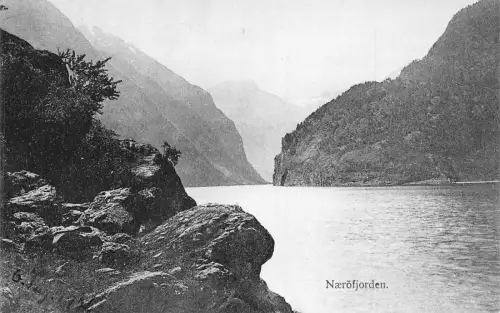 Norwegen Naeroefjord See Vintage Postkarte