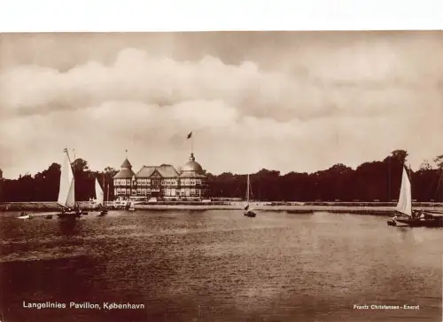 Dänemark Langelinies Pavillon Kopenhagen Segelboote Vintage Postkarte