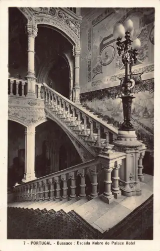 Portugal Bussaco Escada Nobre do Palace Hotel Treppe Vintage Postkarte