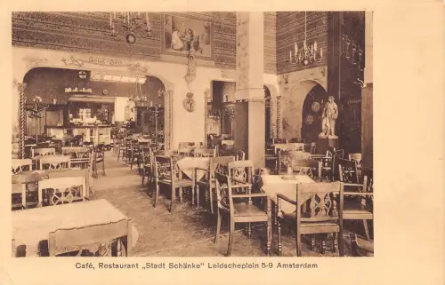 Niederlande Amsterdam Cafe Restaurant Stadt Schaenke Leidscheplein Postkarte