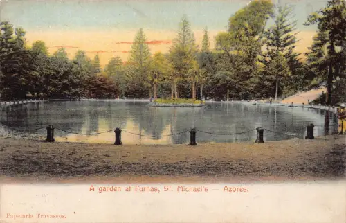 Portugal Azoren Garten am Furnas St Michael's Lake Vintage Postkarte