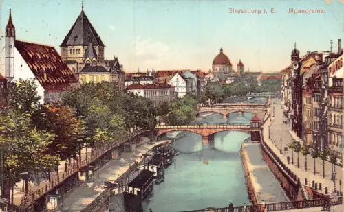 Frankreich 1912 Strassburg i E Straßburg Jllpanorama Fluss Vintage Postkarte
