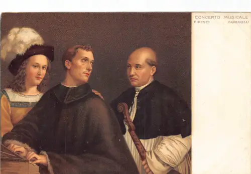 Art Concerte Musicale von Barbarelli Mönch spielt Klavier Firenze Florenz Postkarte