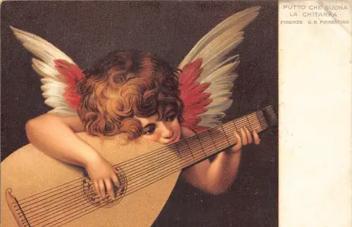 Kunst Putto che suona la Chitara Engel Mandoline von GB Fiorentino Firenze Postkarte