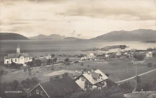 Norwegen 1924 Sandnessjoen Gesamtansicht Vintage Postkarte