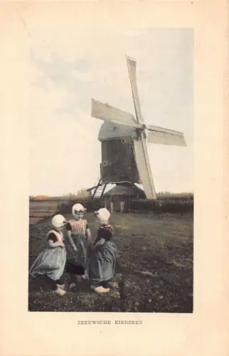 Niederlande Zeeuwsche Kinder kleines Mädchen Tracht Windmühle Postkarte