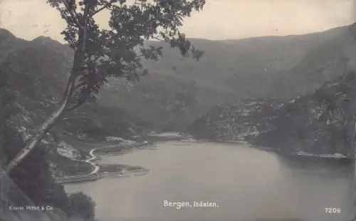 Norwegen 1924 Bergen Isdalen Vintage Postkarte