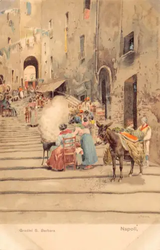 Italien Napoli Neapel Gradini S Barbara Donket Street Food Makers Vintage Postkarte