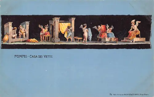 Italien Pompeji Casa dei Vetti Engel Arbeit Wandbild Vintage Postkarte