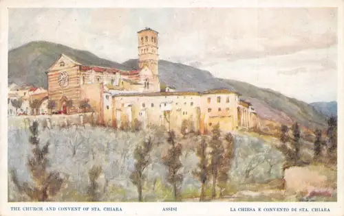 Italien Kunst Assisi Kirche und Kloster Sta Chiara Vintage Postkarte